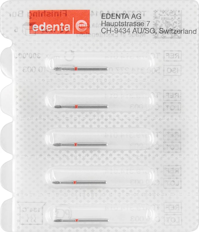 HM-Finierer TC379 Packung 5 Stück rot, 12 Schneiden, FG, Figur 277 Eiform, 3,1 mm, ISO 014
