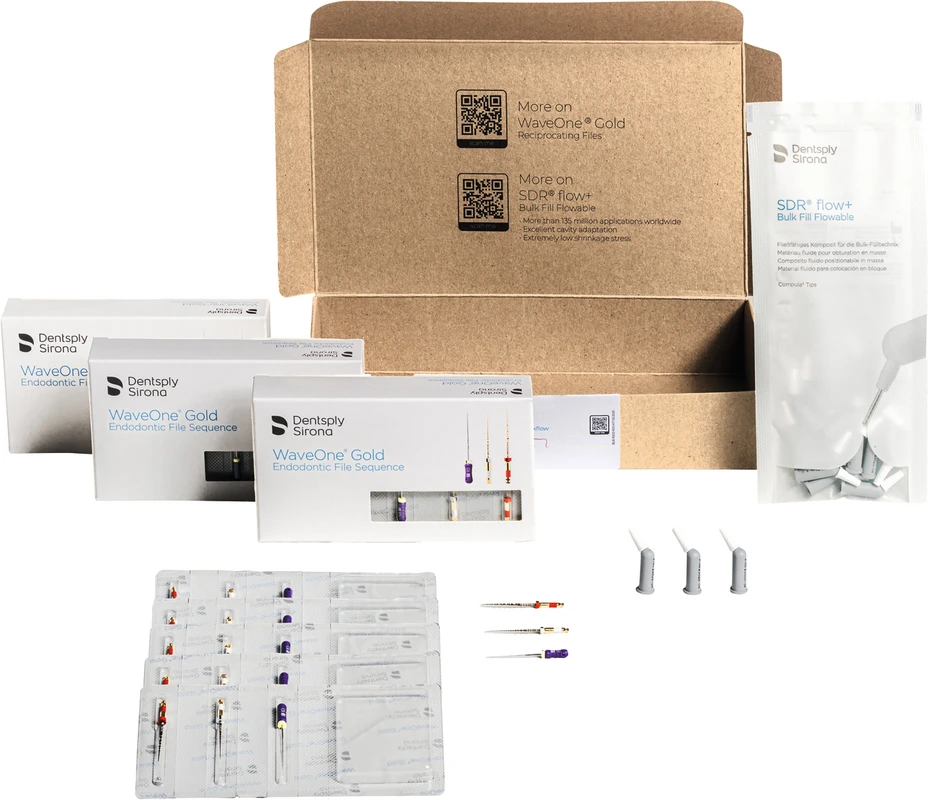 WaveOne® Gold und SDR® flow+ Kit Kit 15 WaveOne Gold Sequenz Blister, 15 x 0,25 g SDR flow+ Compule universal