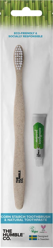 Humble Brush Pflanzenbasierte Zahnbürste Set soft mit Zahnpasta