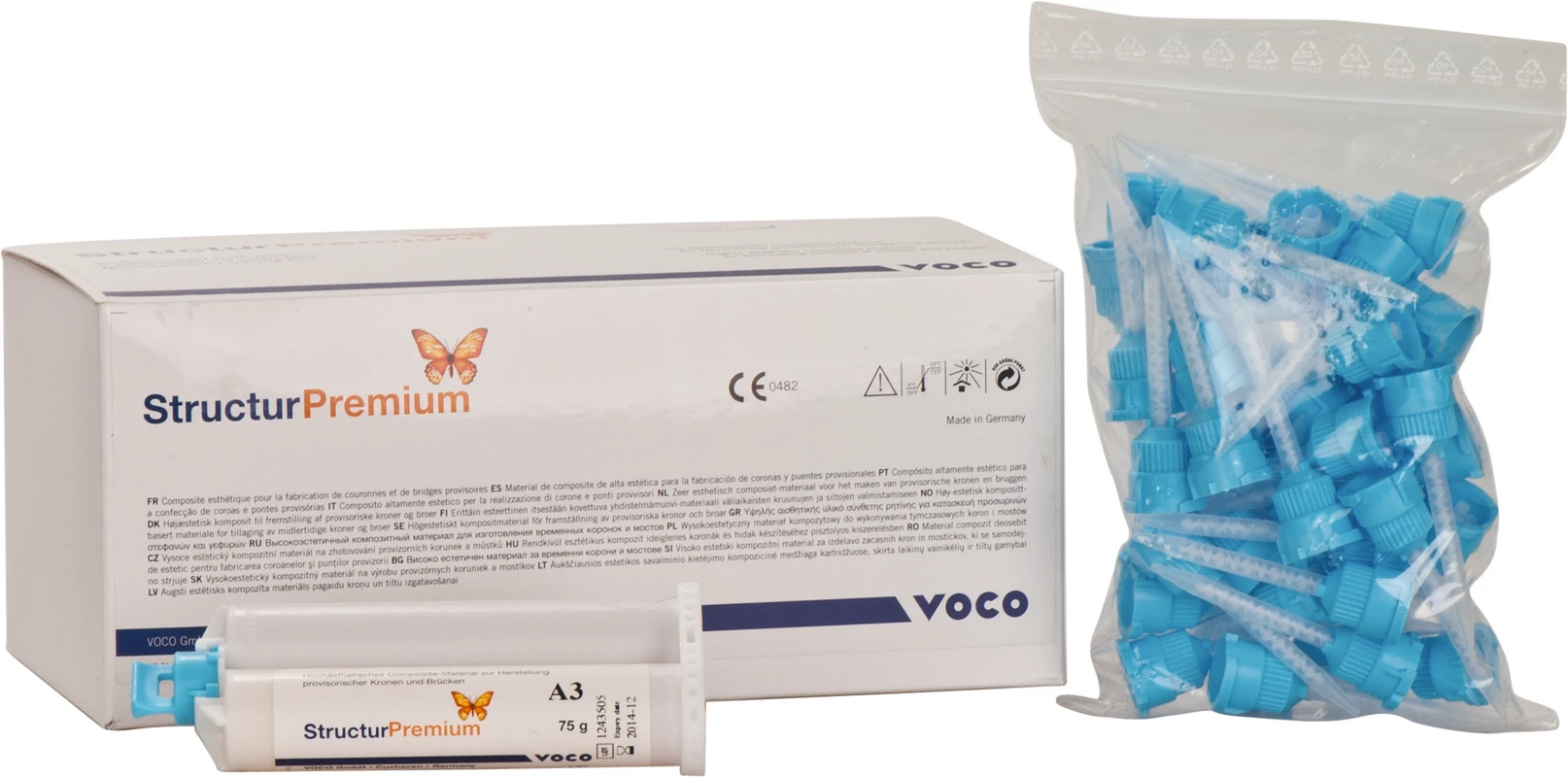 Structur Premium Großpackung 5 x 75 g Doppelkartusche A3, Mischkanülen Typ 6 Structur Premium VOCO