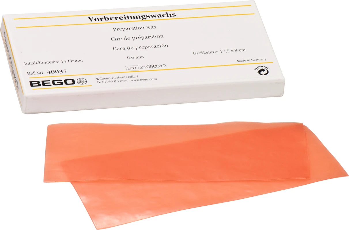 Vorbereitungswachs Packung 15 Stück rosa, Stärke 0,6 mm