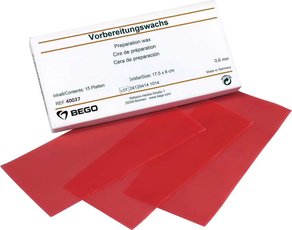 Vorbereitungswachs Packung 15 Stück rosa, Stärke 0,6 mm