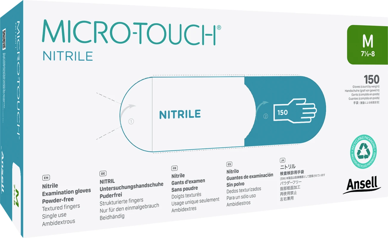 MICRO-TOUCH® Nitrile Packung 150 Stück puderfrei, weiß, L