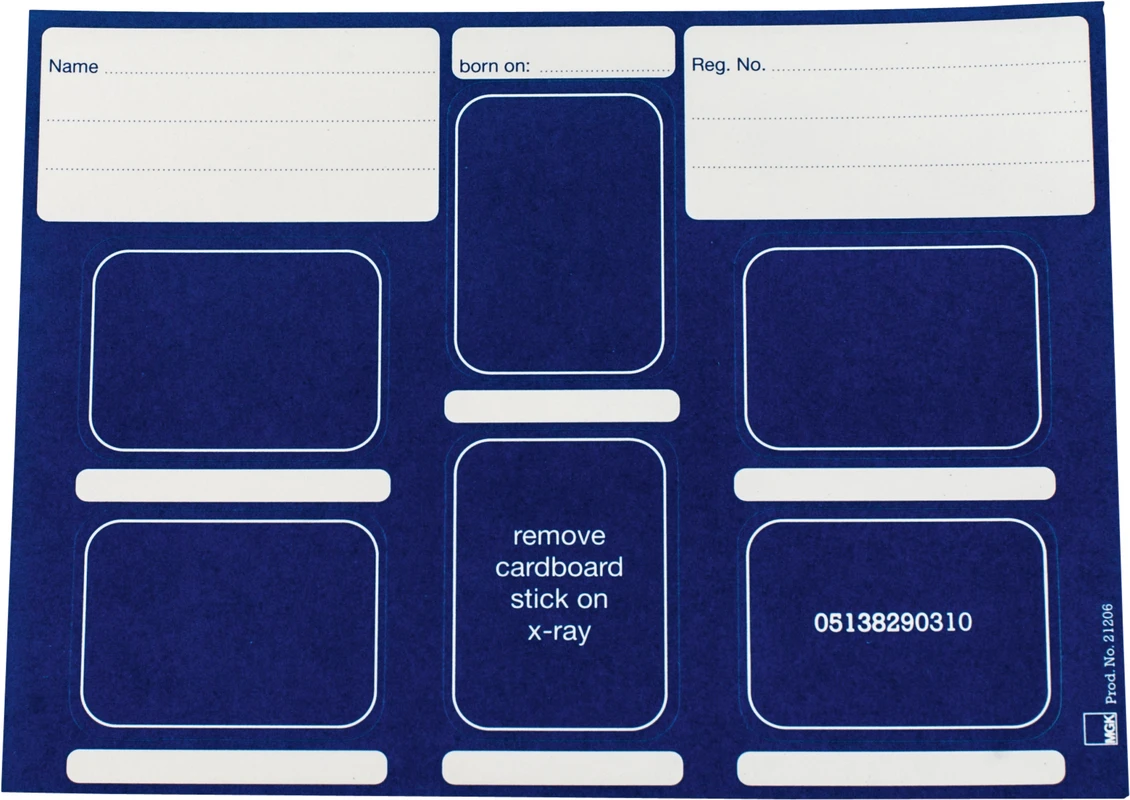 Dentalfilmkarten - selbstklebend Packung 100 Stück Format DIN A6 quer für 6 Zahnfilme dunkelblau