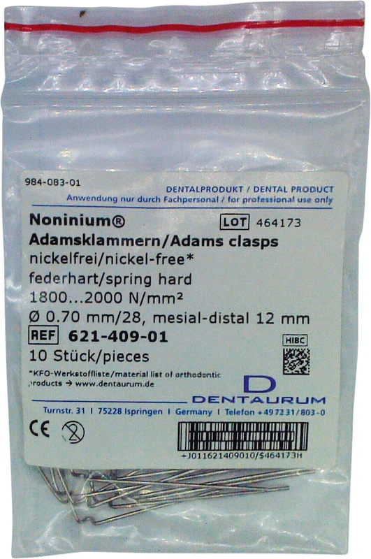 Noninium® Adamsklammern Packung 10 Stück Länge 12 mm