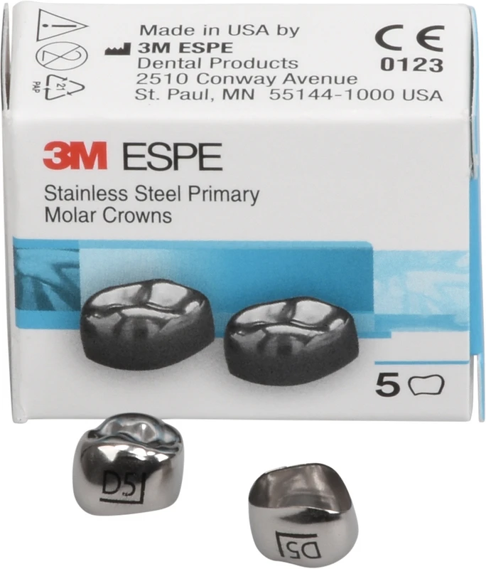 Edelstahlkronen Packung 5 Stück D-UR-5, für Milchmolaren