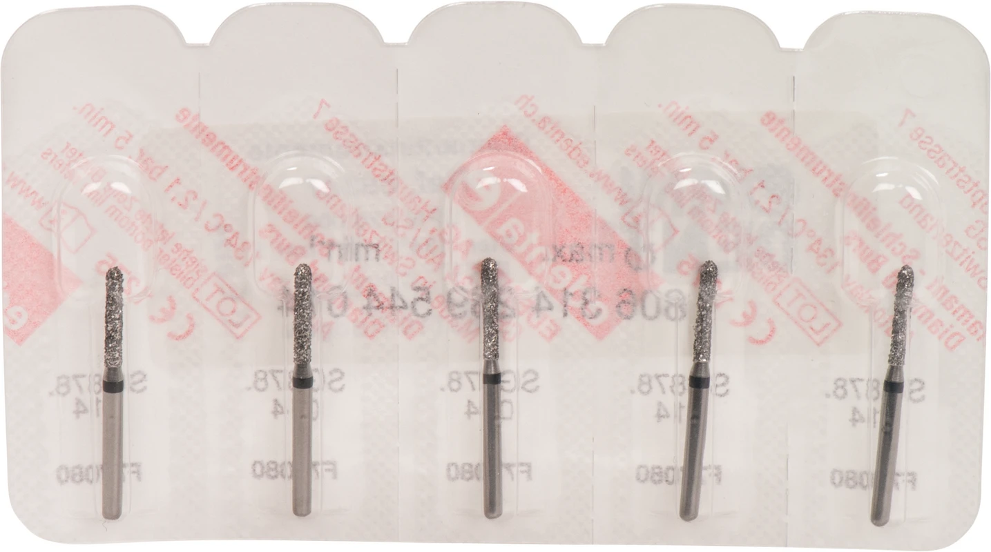 Omni Diamanten 878 Packung 5 Stück schwarz supergrob, FG, Figur 289 Torpedo zylindrisch, 8 mm, ISO 014