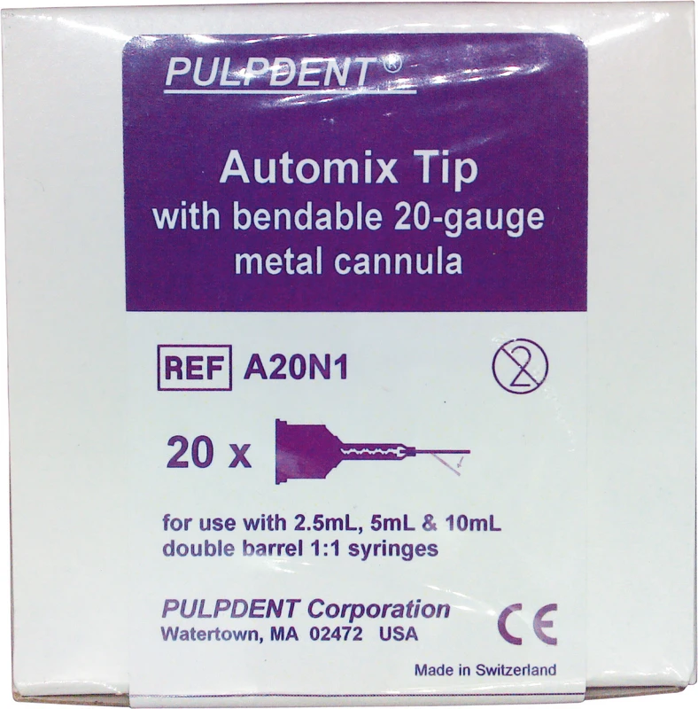 Automix Tips Packung 20 Stück klar, biegsame Metallkanüle 20 ga