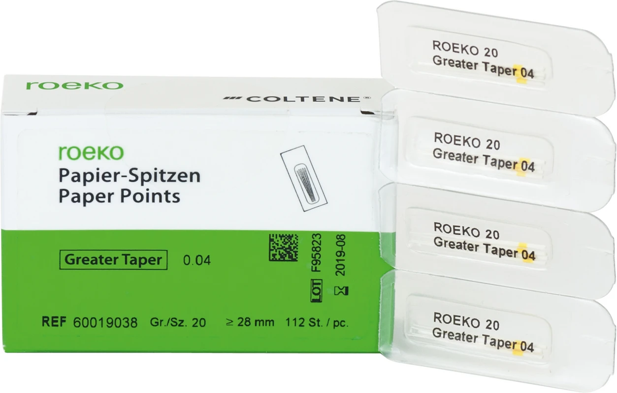 roeko Papier-Spitzen Greater Taper Cellpackung 144 Stück Taper.04 ISO 020