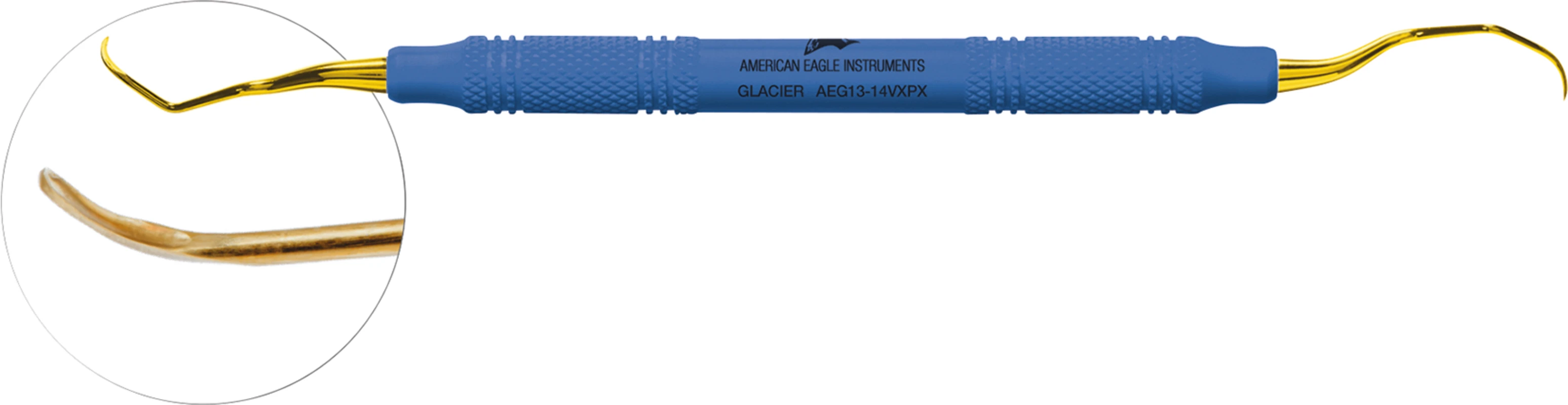 Glacier™ Gracey Standard Stück blau, 13-14, posterior distal, XP&sup2; Technology&trade;, mit Kunststoffgriff