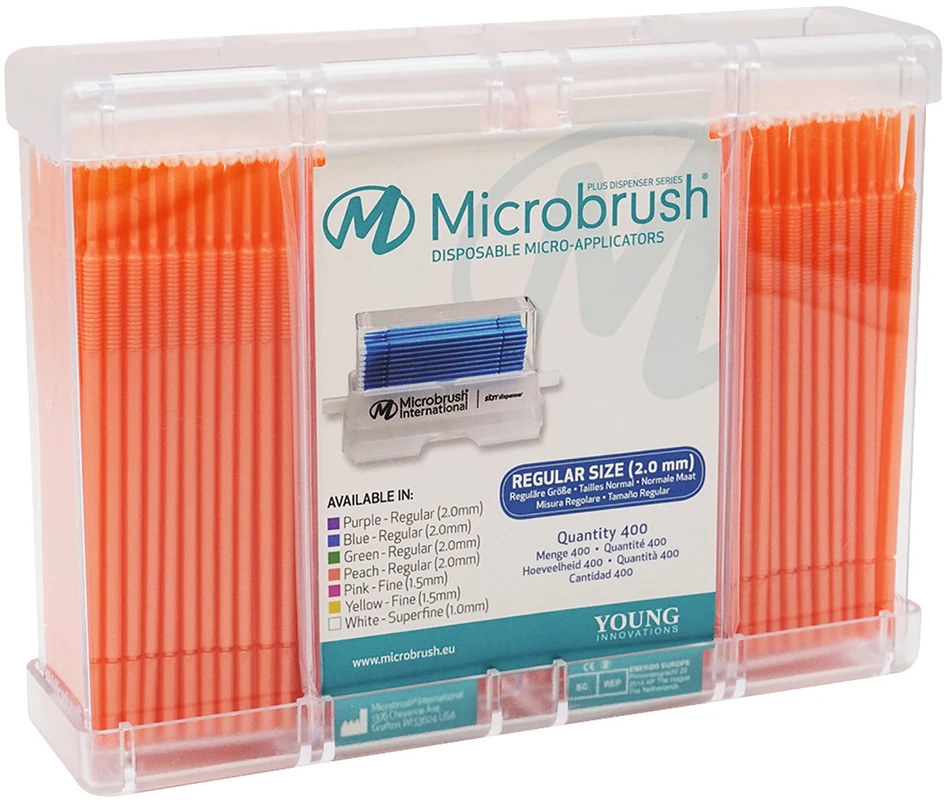 Microbrush® Applikatoren Plus Serie Packung 400 Stück pfirsich, regulär 2 mm