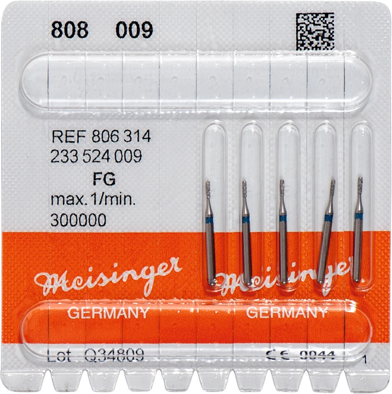 Diamanten 808 Packung 5 Stück blau mittel, FG, Figur 233 Birne, 2,7 mm, ISO 009