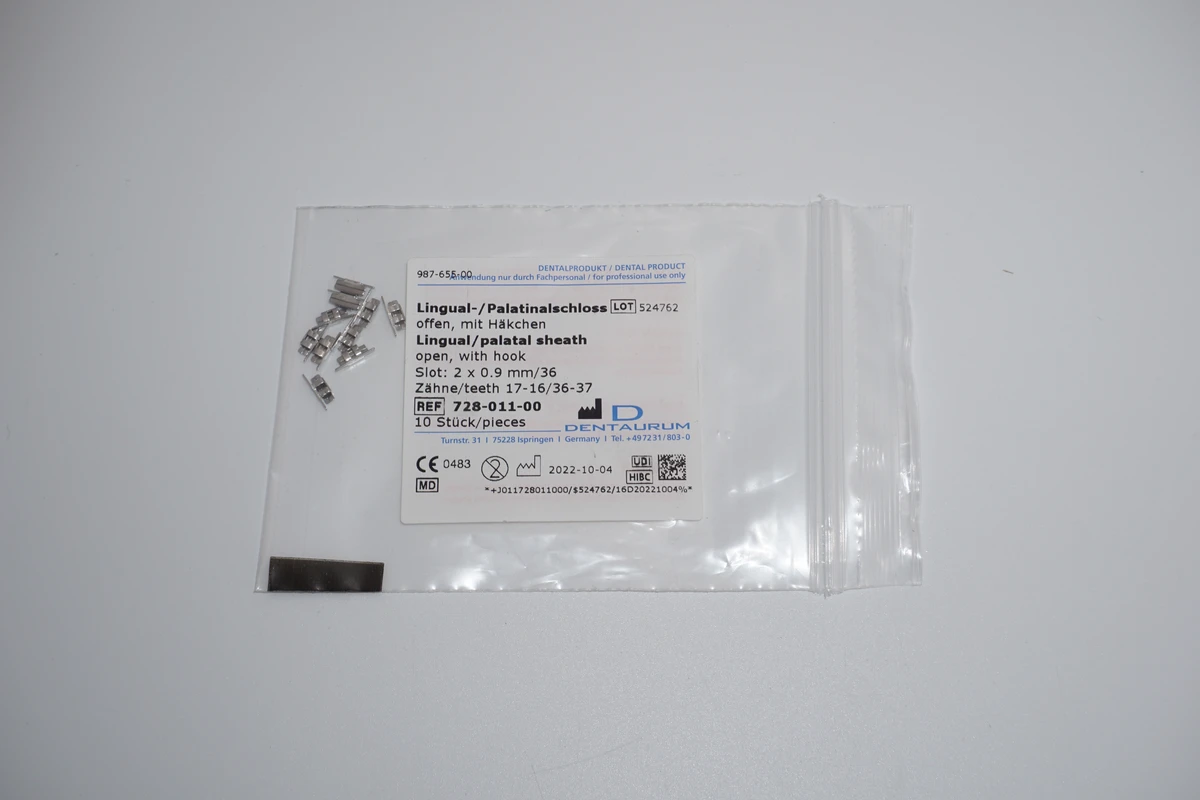 Lingual-/Palatinalschloss Packung 10 Schlösser für Zahn 17-16/36-37