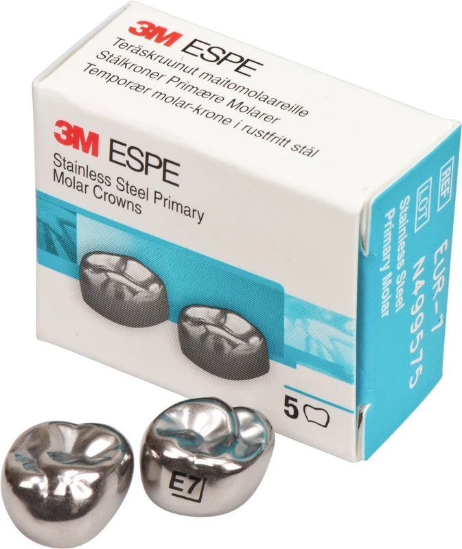 Edelstahlkronen Packung 5 Stück E-UR-7, für Milchmolaren