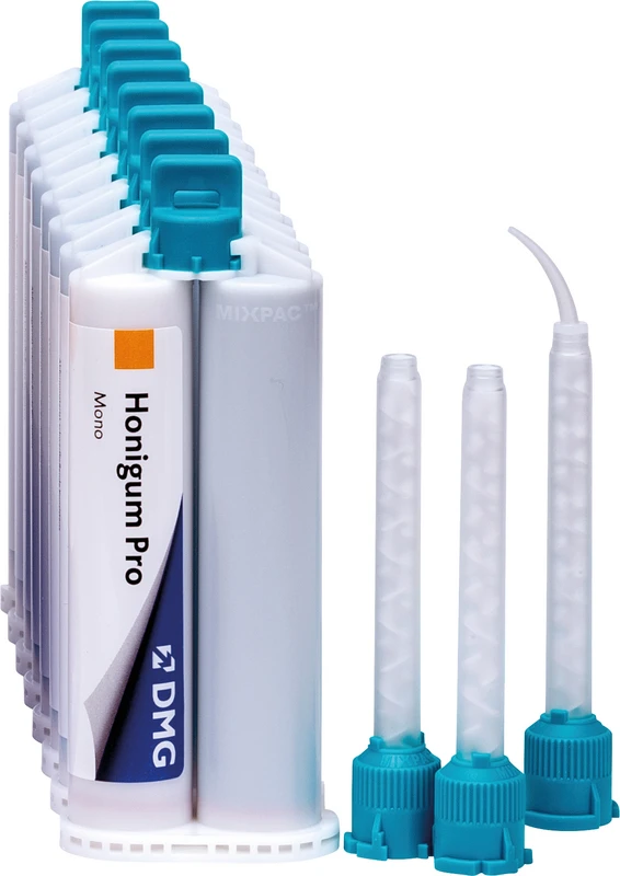 Honigum Pro Mono Vorteilspackung 8 x 50 ml Doppelkartusche, 16 Automix-Tips, 16 Intraoral-Tips