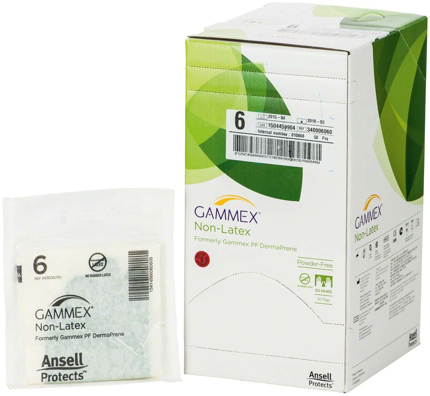 Gammex® Non-Latex Packung 50 Paar puderfrei, grün, Größe 6 Gammex® Non-Latex Ansell