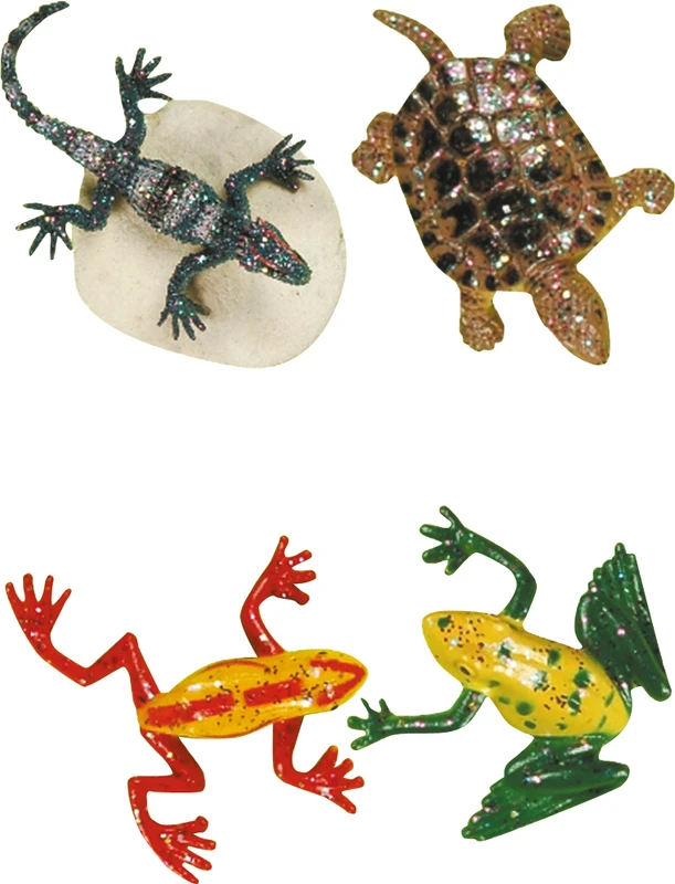 Glitzertiere Packung 96 Stück (Frösche, Schildkröten, Salamander)