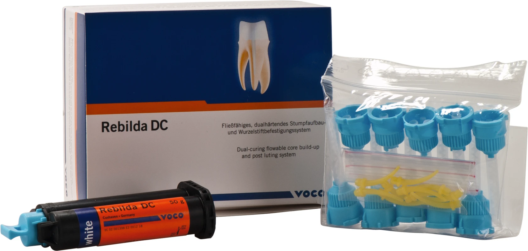 Rebilda® DC Packung 50 g Kartusche weiß, Mischkanülen Typ 12, Applikationsaufsätze Typ 3