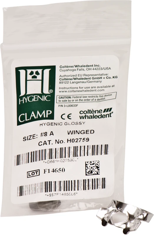 HYGENIC® Dental Dam Klammern Stück Flügelklammer Abwärtsfallender Kieferkamm, für kleine, teilweise durchbrochene Molaren, 8A