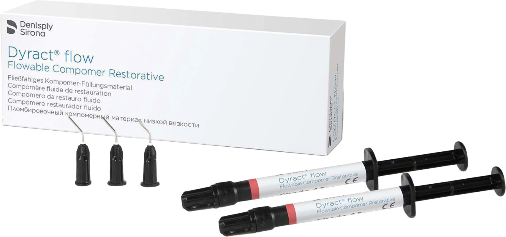 Dyract® flow Nachfüllpackung 2 x 1 ml Spritze A4, 25 Applikatornadeln schwarz