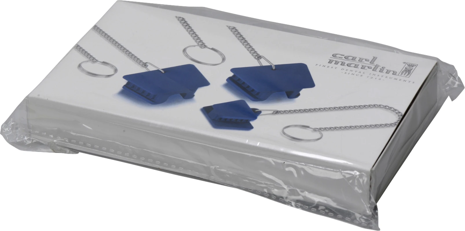Mundkeile Set 3 Stück (S, M, L), blau mit Kette