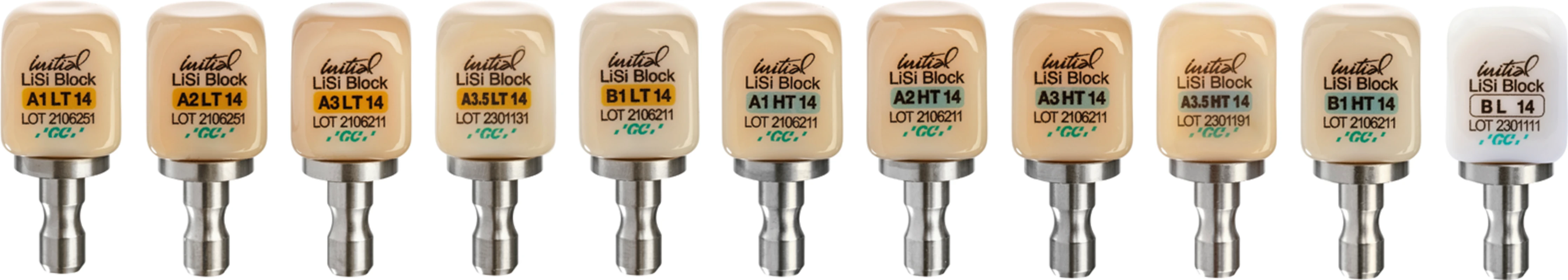 GC Initial™ LiSi Block für CEREC Packung 5 Stück Größe 14, A3,5 HT