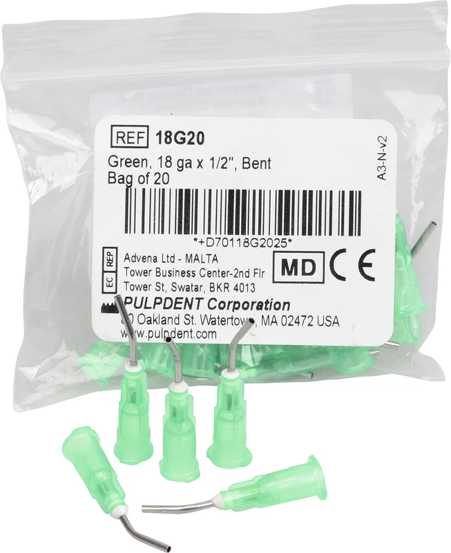 Applicator Tip Green Packung 20 Stück, 1/2 Prebent