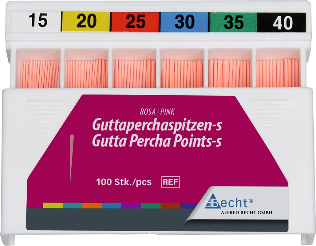 Guttaperchaspitzen rosa Packung 100 Stück ISO 020