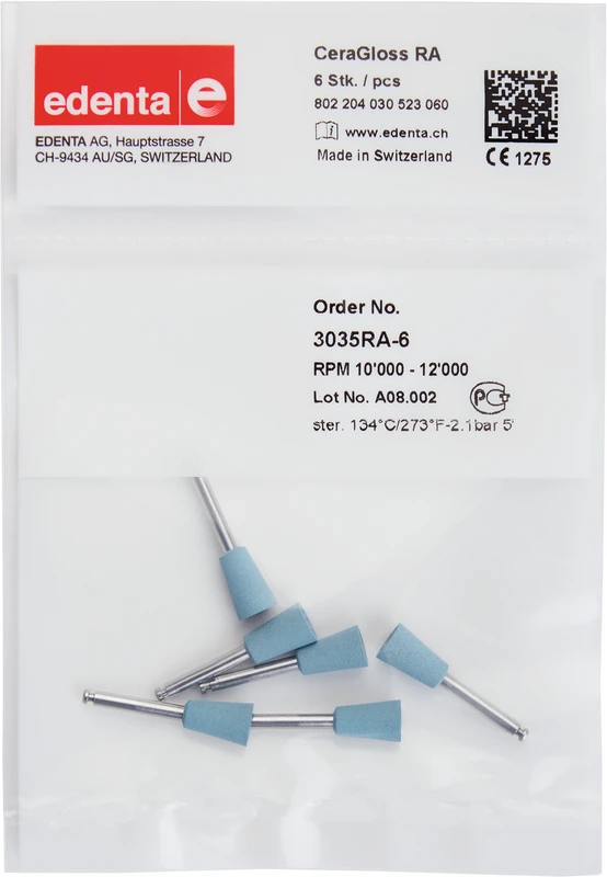 CeraGloss Packung 6 Stück blau, RA, Figur 030, 10 mm, ISO 060