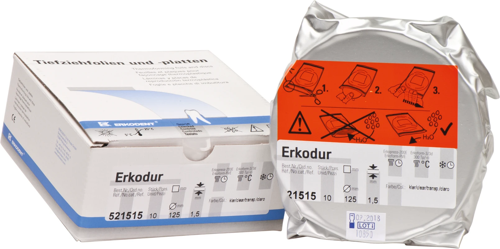 Erkodur Packung 10 Stück klar, Ø 125 mm, Stärke 1,5 mm