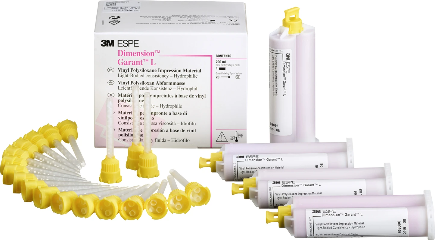 Dimension™ Refill Packung 4 x 50 ml Doppelkartusche , 20 Mischkanülen gelb, Garant L