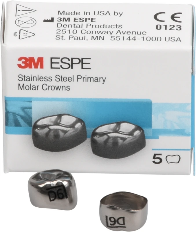 Edelstahlkronen Packung 5 Stück D-LR-6, für Milchmolaren