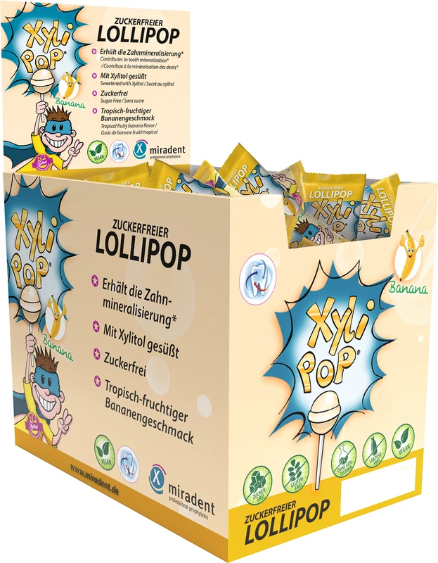 XyliPOP® Lollipop Box 50 x 6 g Stück Banane