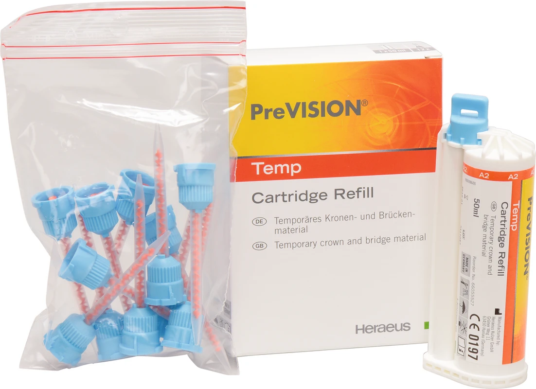 PreVISION® Temp Refill Packung 50 ml Doppelkartusche A2, 12 Mixing Tips