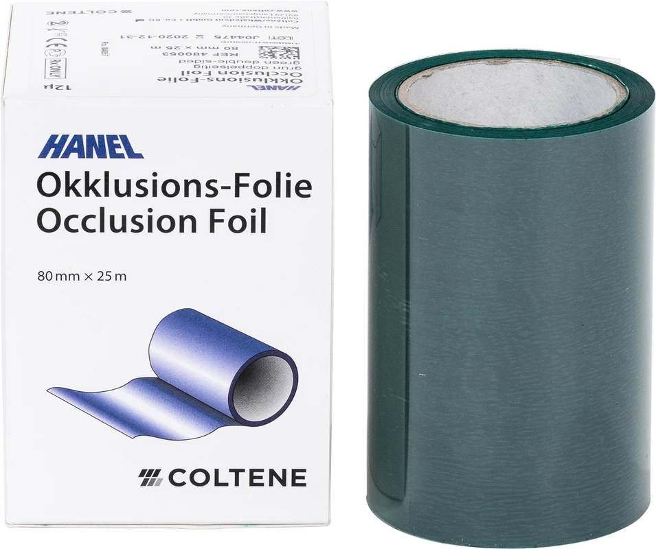 HANEL Occlusions-Folie, doppelseitig 12 µm Spenderbox 25 m grün, 80 mm breit