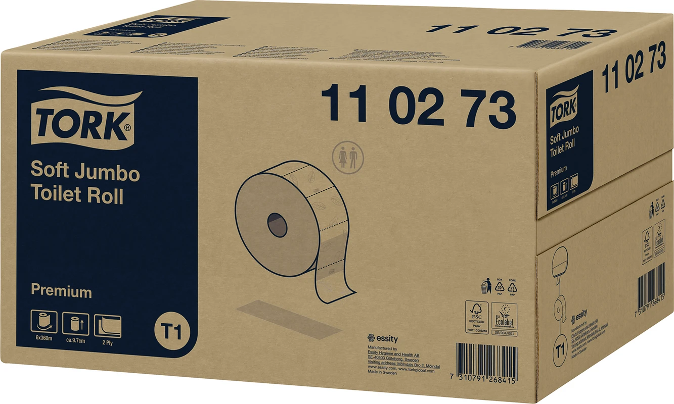 TORK® Jumbo Toilettenpapier Packung 6 Rollen 2-lagig, 20 x 9,7 cm, weich, geprägt, weiß