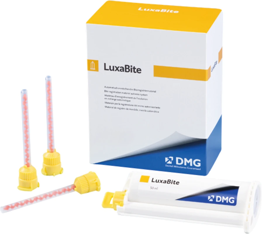 LuxaBite Packung 50 ml Doppelkartusche, 15 Automix-Tips