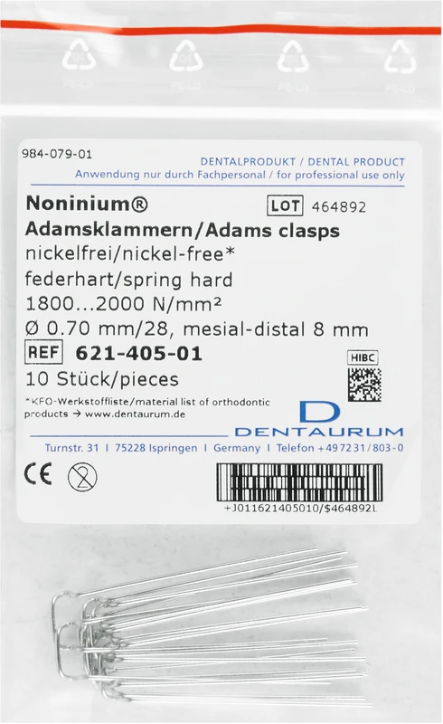 Noninium® Adamsklammern Packung 10 Stück Länge 8 mm