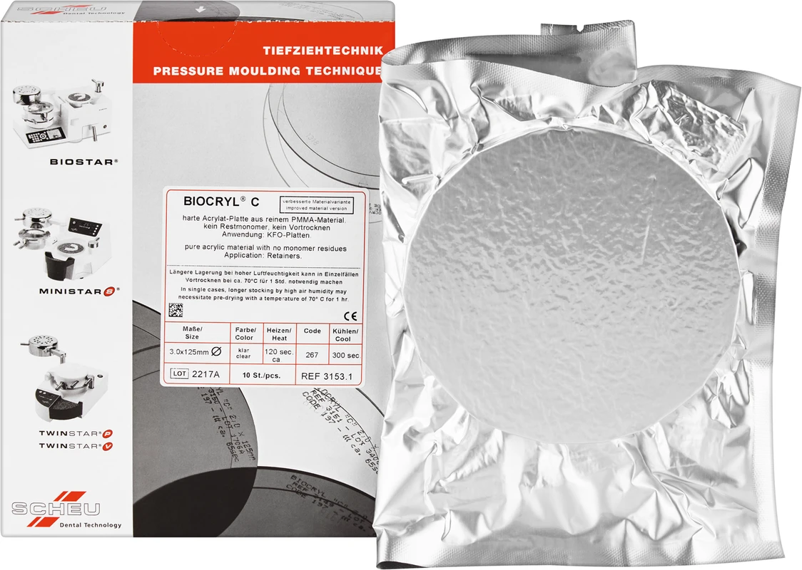 BIOCRYL® C Packung 10 Stück klar, Ø 125 mm, Stärke 3 mm
