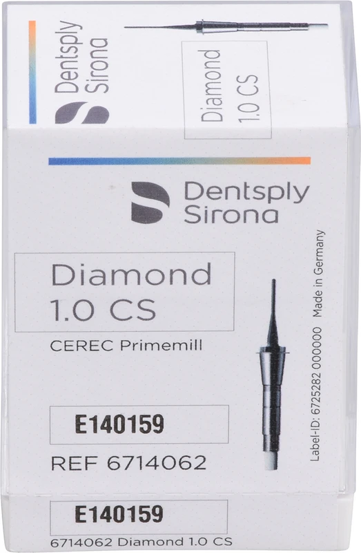 CEREC® Primemill Diamond Packung 6 Stück weiß, 1.0 CS, Extra-Fein Modus CEREC® Primemill Diamond Packung 6 Stück weiß, 1.0 CS, Extra-Fein Modus