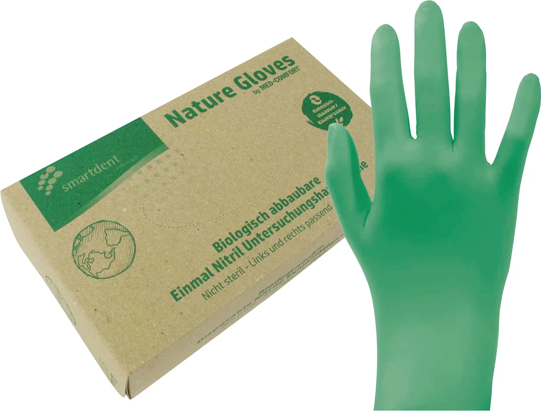 smart nature gloves Nitrilhandschuhe Muster 1 Paar puderfrei, grün, XS
