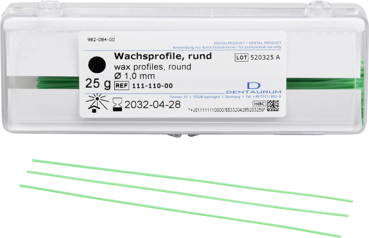 Wachsprofil Packung 25 g Stange, grün, rund, Ø 1 mm