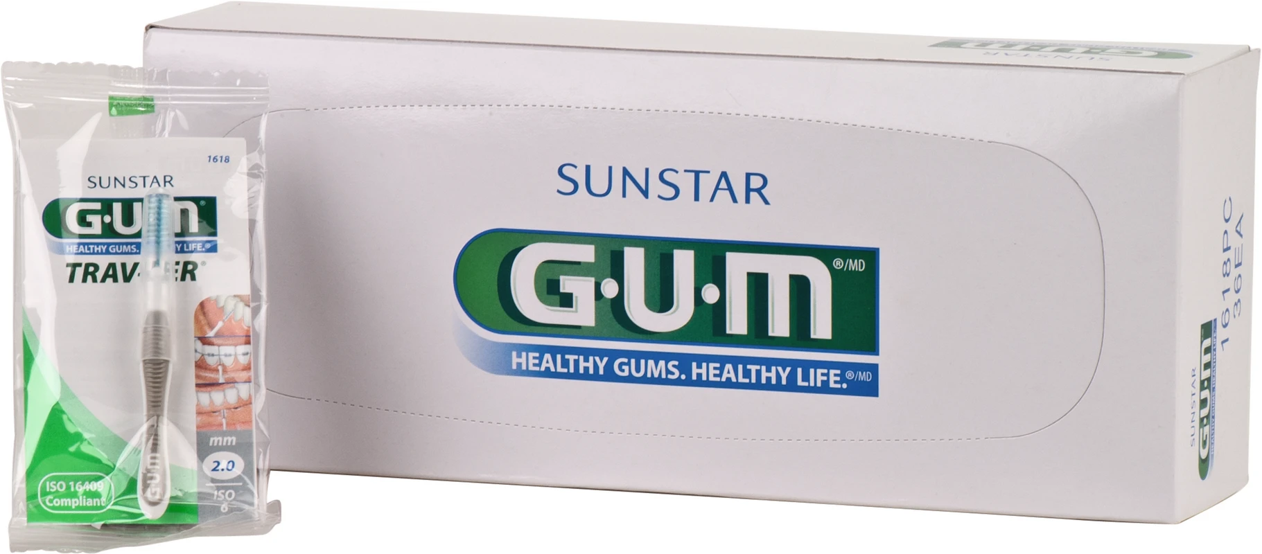 GUM® TRAV-LER® Interdentalbürsten Nachfüllbeutel 36 Stück Kerze, grau, Ø 2 mm