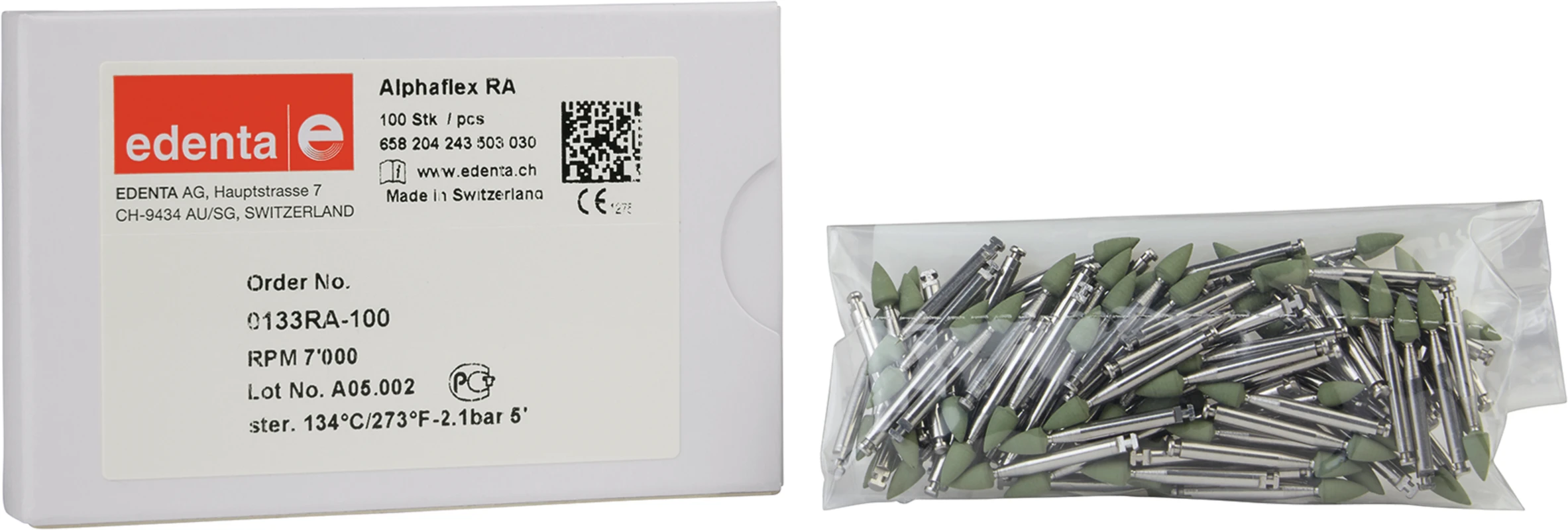 Alphaflex Packung 100 Stück grün, RA, Figur 243, 6 mm, ISO 030