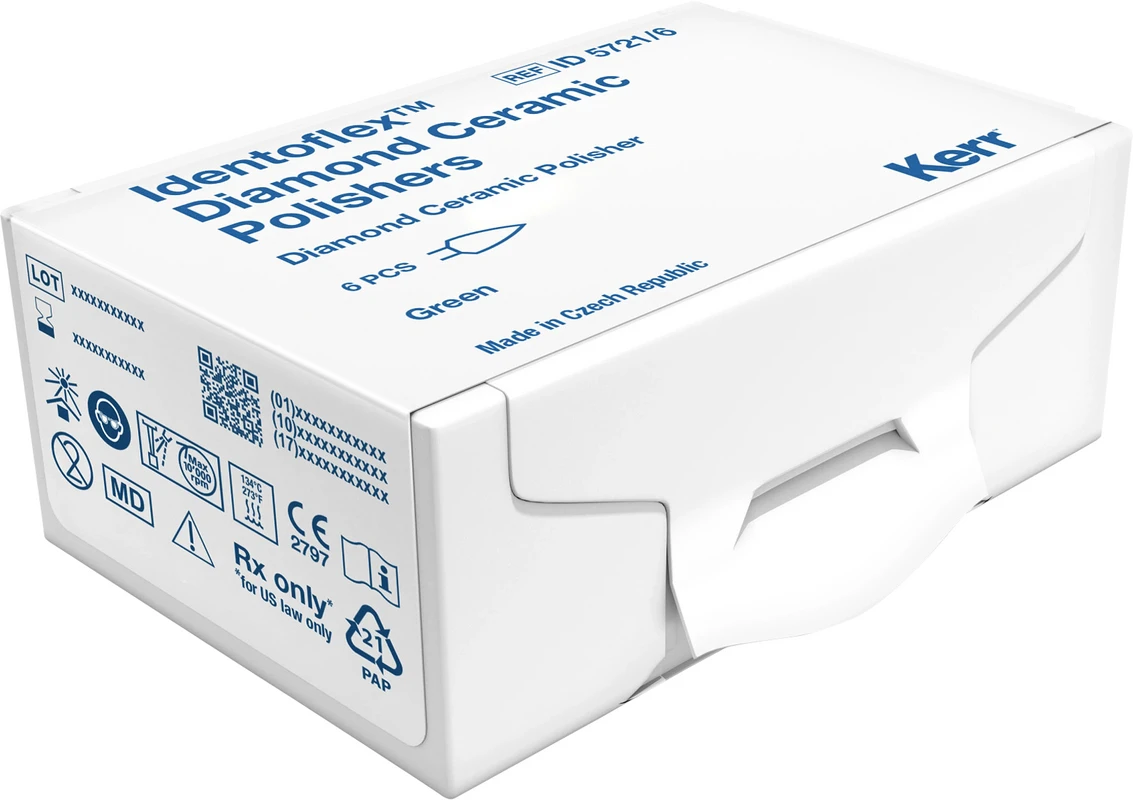 Identoflex™ Diamant-Keramik-Polierer Packung 6 Stück grün, RA, Figur Flamme, 9,7 mm, Ø 4,6 mm