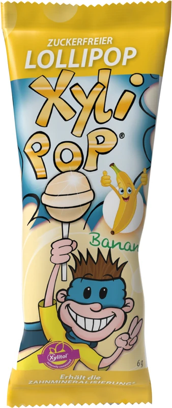 XyliPOP® Lollipop Bonboniere 25 x 6 g Stück Banane
