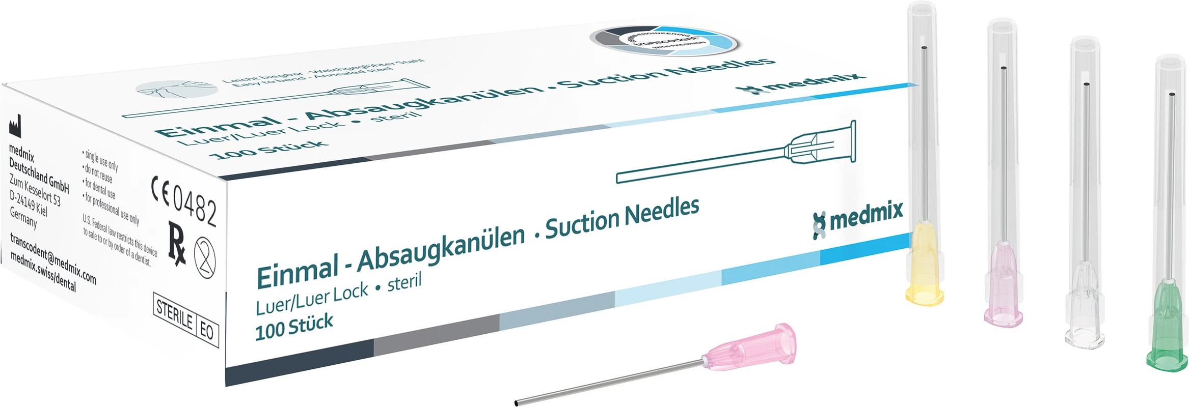 transcodent™ Einmal-Absaugkanülen Packung 100 Stück grün, Ø 2,1 x 39 mm