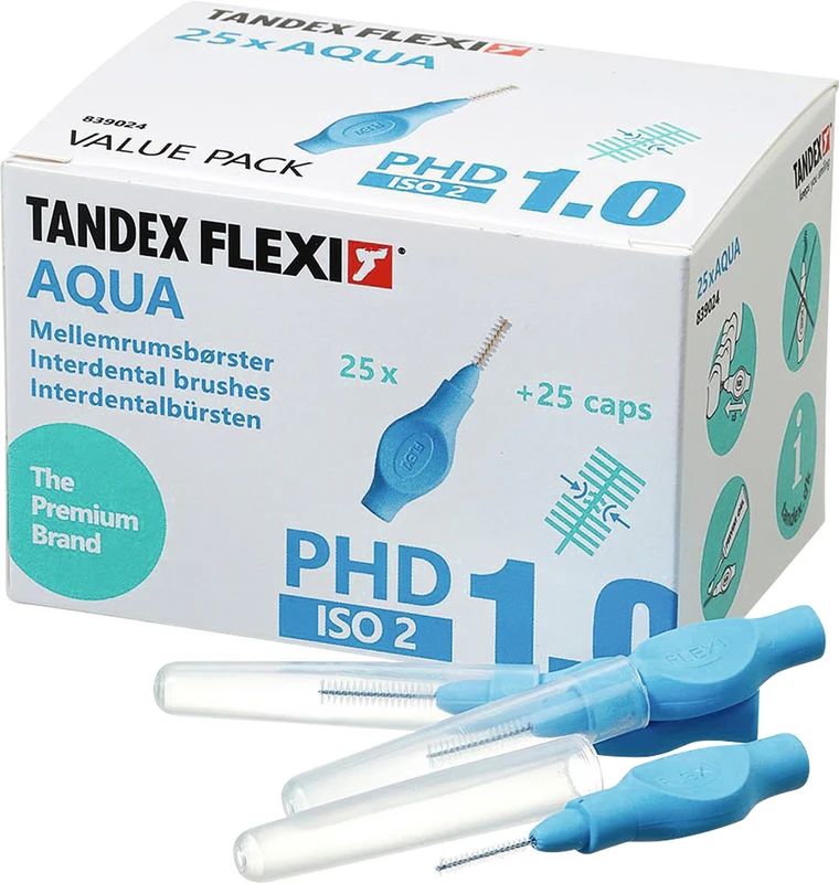 FLEXI® Interdentalbürsten PHD Value Pack 25 Stück aqua, PHD 1.0 (Ø 0,6 mm), ISO 2