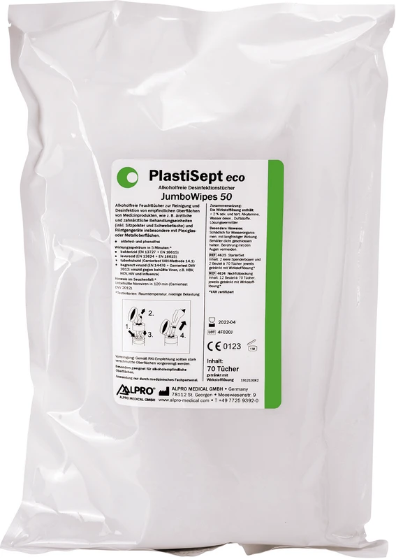 PlastiSept eco JumboWipes 50 ALPRO MEDICAL