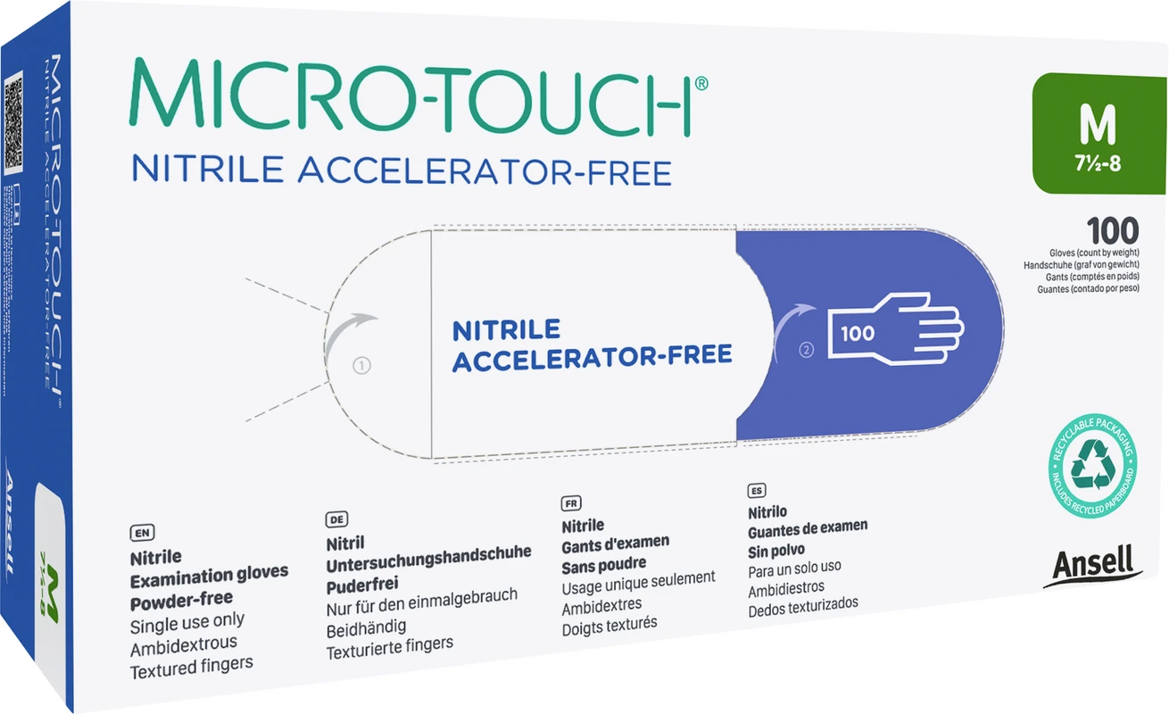 MICRO-TOUCH® Nitrile Accelerator-Free Packung 100 Stück puderfrei, blau, L